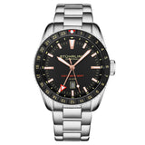 Stuhrling 4017 1 Voyager GMT Diver Date Black Mens Watch