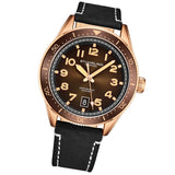Stuhrling 3989 4 Monaco Quartz Date Black Leather Strap Mens Watch