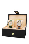 Akribos XXIV AK973GN-S Green Stainless Steel and Leather Strap Womens Watch Set