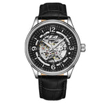 Stuhrling 3947 2 Automatic Skeleton Black Leather Strap Mens Watch