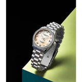 Stuhrling Original 3936 1 Quartz Date Crystal Accented Link Bracelet Womens Watch