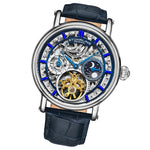 Stuhrling 4000 1 Legacy Automatic Dual Time Skeleton AM/PM Leather Mens Watch