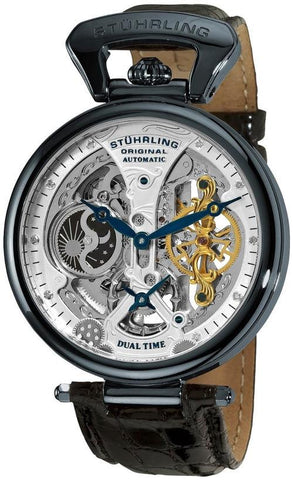 Stuhrling 127A2 33X52 Emperor Grand Dual Time Automatic Moon Display Mens Watch
