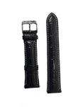 Brizo 20mm Black Crocodile Style Genuine Leather Silver-tone Stainless Steel Buckle Strap