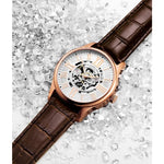 Stuhrling Original 3942 4 Automatic Skeleton Brown Leather Strap Mens Watch