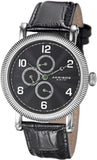 Akribos AK599SS Day Date GMT Green Accented Black Silvertone Mens Watch