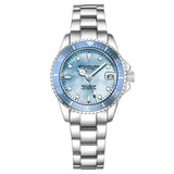 Stuhrling 3950L 3 Light Blue Mother of Pearl Stainless Steel Womens Watch