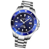 Stuhrling 4048 3 Automatic Depthmaster Diver Date Blue Mens Watch