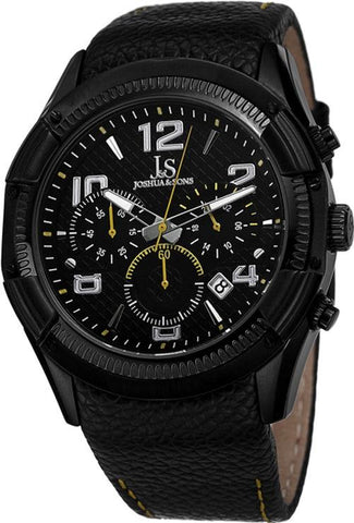 Joshua & Sons JS69YL Chronograph Date GMT Yellow Accented Black Mens Watch