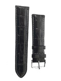 Brizo 22mm Black Crocodile Style Genuine Leather Silver-tone Stainless Steel Buckle Strap