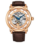 Stuhrling 3964L 2 Automatic Skeleton Brown Leather Strap Mens Watch