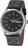 August Steiner AS8074SS Day Date Quartz Grey Leather Strap Mens Watch