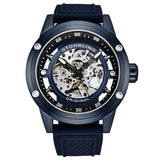 Stuhrling Original 4034 2 Automatic Skeleton Blue Rubber Strap Mens Watch