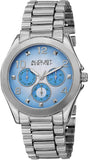 August Steiner AS8150SS Day Date GMT Subdials Blue Dial Silvertone Womens Watch