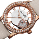 August Steiner AS8176WTR Date White Strap Crystal Accented Rose Womens Watch