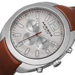 Akribos XXIV AK777SSBR Swiss Quartz Day Date GMT Brown Leather Strap Mens Watch