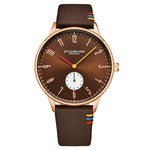 Stuhrling Original 4026 5 Romania Quartz Brown Leather Date Mens Watch