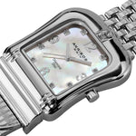 Akribos XXIV AK600SS Diamond Dial Crystal Bezel Silvertone Womens Watch Set
