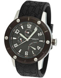 Stuhrling 622 Torino Lista GMT Quartz Black Rubber Strap Mens Watch