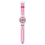 Swatch SUMK105 Earth LIne Pink and White Silicone Womens Watch