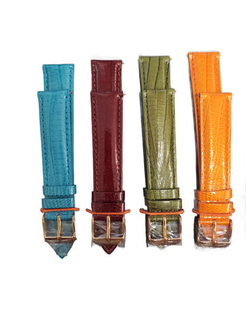 Stuhrling Leather 20mm Set of Four Watch Straps Orange Teal Burgundy Khaki