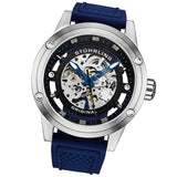 Stuhrling Original 4034 4 Automatic Skeleton Blue Rubber Strap Mens Watch