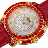 Burgi BUR156RD Swarovski Crystal Mother of Pearl Diamond Red Womens Watch
