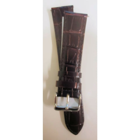 Invicta Genuine Leather Strap 22mm Brown Crocodile with Silver Tone Buckle