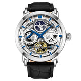 Stuhrling 3924 1 Anatol Automatic Skeleton Dual Time AM/PM Leather Mens Watch