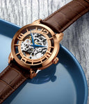 Stuhrling 3964L 2 Automatic Skeleton Brown Leather Strap Mens Watch