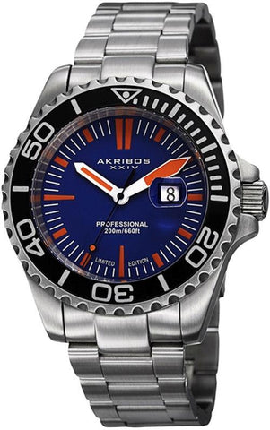 Akribos XXIV AK735BU 45mm Date Limited Edition Orange Blue Dial Men's Watch