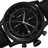 Akribos XXIV AK798BK Chronograph Date GMT Leather Strap Black Mens Watch