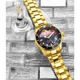 Stuhrling 3950L 4 Black Mother of Pearl Date Stainless Steel Womens Watch