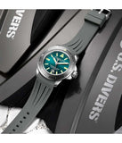 Stuhrling 935 04 Pro Sport Diver Maritimer Grey Rubber Strap Green Dial Mens Watch