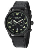 Stuhrling 482 33551 Velo Quartz Chronograph Date Black Dial Leather Mens Watch