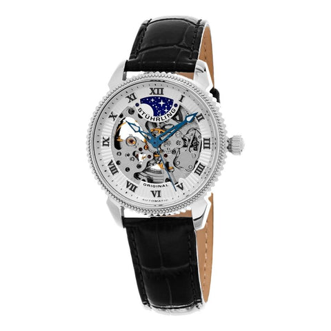 Stuhrling 835.01 835 01 Speical Reserve Automatic Skeleton Leather Mens Watch