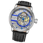 Stuhrling 3971 4 Automatic Skeleton Black Leather Strap Mens Watch