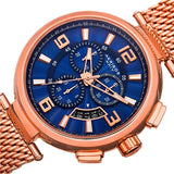 Akribos XXIV AK772RGBU Chronograph Date Blue Dial Rosetone Mens Watch